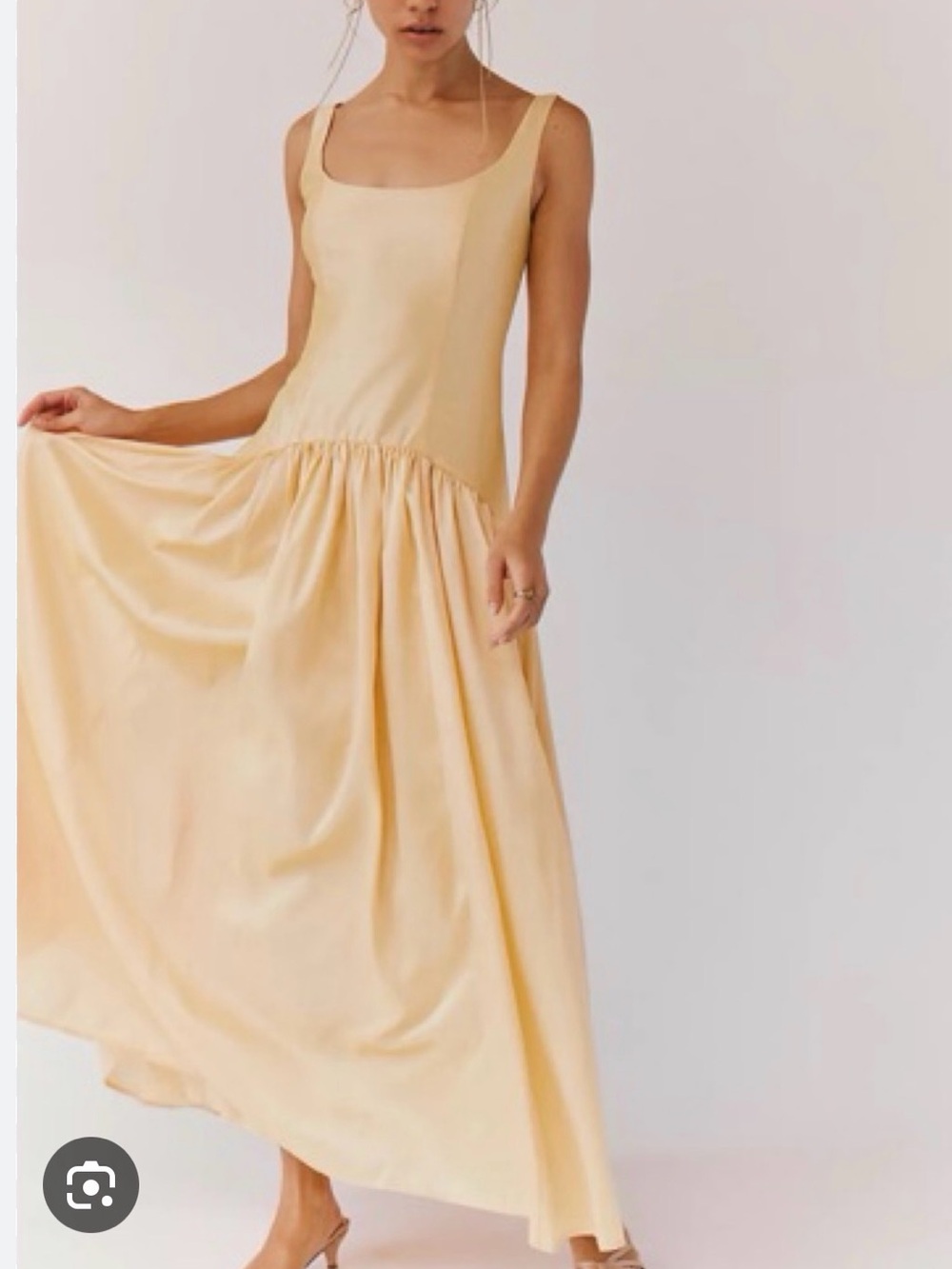 Hutch Pale Yellow Square-Neck Maxi Dress